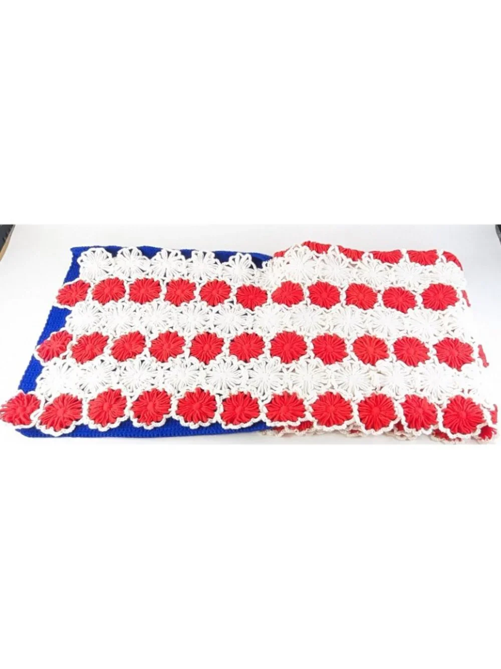 American Flag Afghan Vintage Patriotic Handmade Crochet 36 x 56 